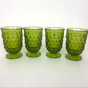 💔SOLD💔Vintage Avocado Whitehall Green Juice Glasses. Set of 4